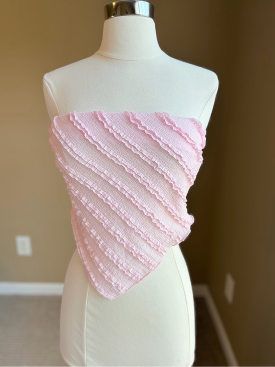 21 Saints Tops - 21 Saints Pink Textured Asymmetrical Bandana Top-Medium NWT Coquette Y2K Fairy